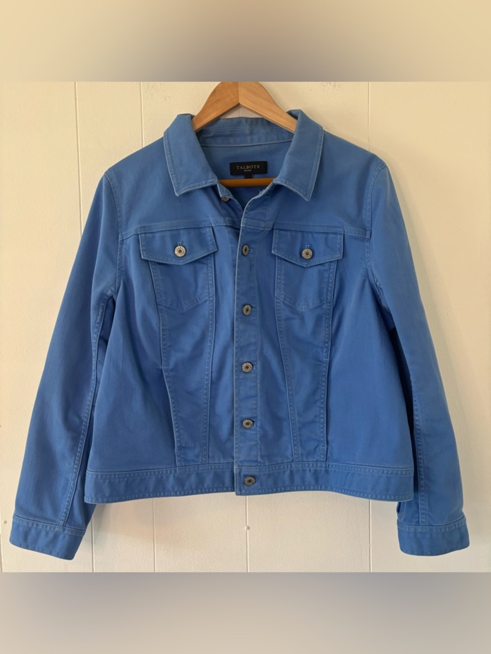 Talbots Blue Classic Denim Jacket Cotton/Lyocell Blend Size Petite XL